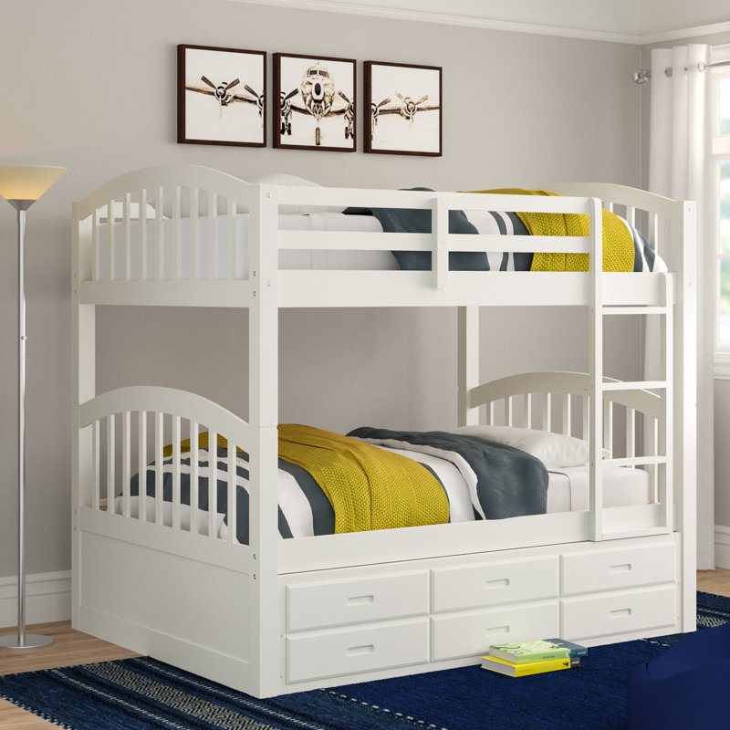 Three Posts™ Teen Chamblee Twin Over Twin Bunk Bed with Trundle and 3